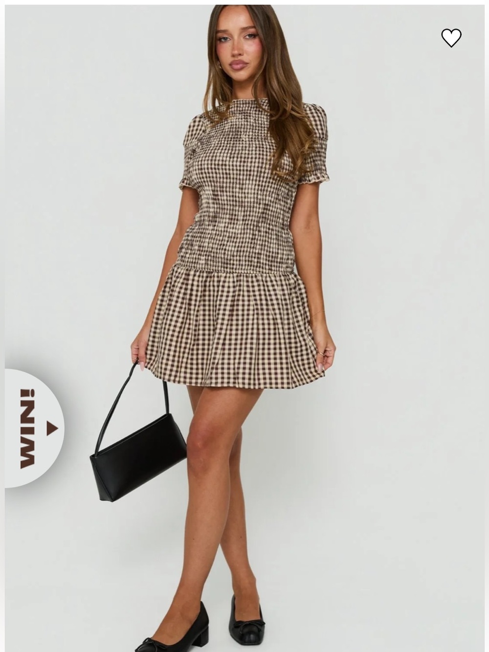 Princess Polly Laurita Brown and Cream Gingham Smocked Dress Size 4